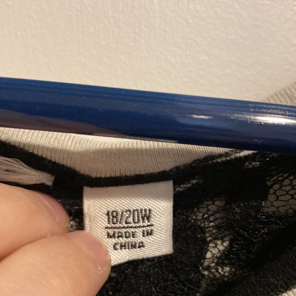 Black/White Striped Shirt with Lace - Picture 5 of 10